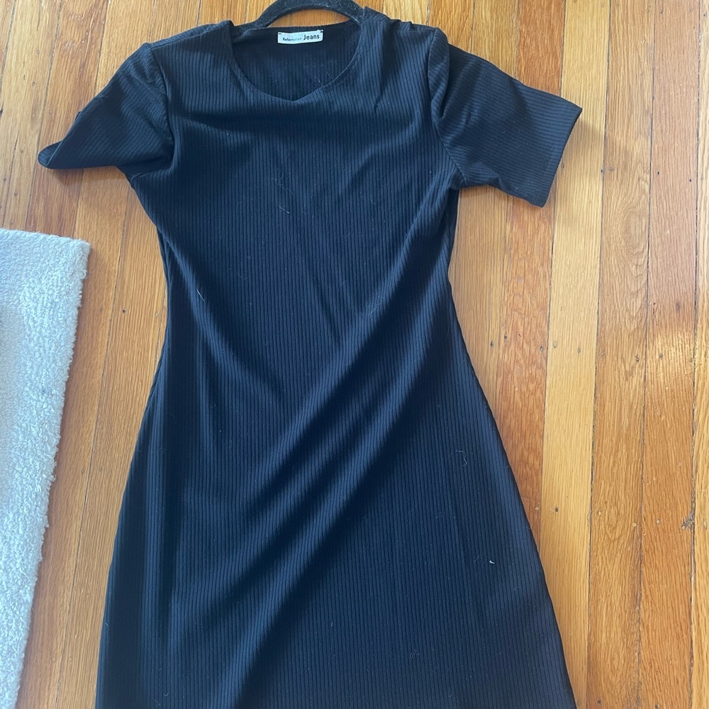 Reformation Black Ribbed mini Dress